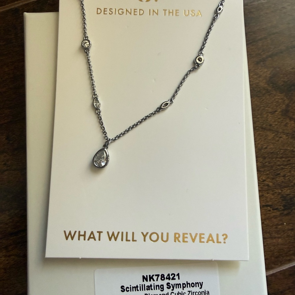 Scintillating Symphony Silver Teardrop Necklace by